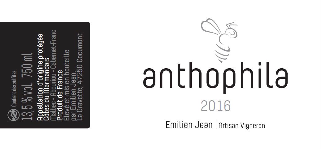 Domaine Emilien Jean en AOC Côtes du Marmandais - Cuvée Anthophila rouge 2016