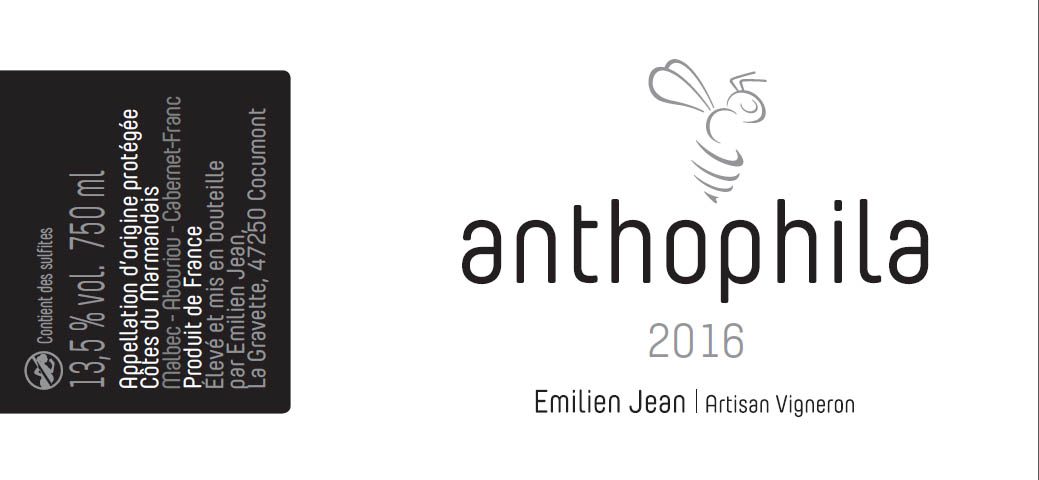 Domaine Emilien Jean en AOC Côtes du Marmandais - Cuvée Anthophila rouge 2016
