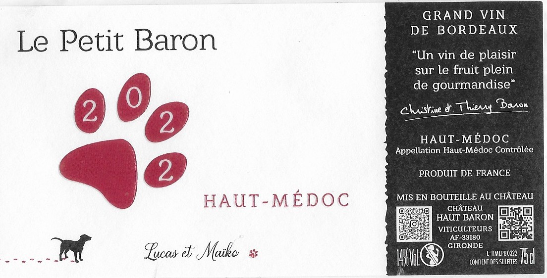 Château haut Baron - Bordeaux- Le Petit Baron